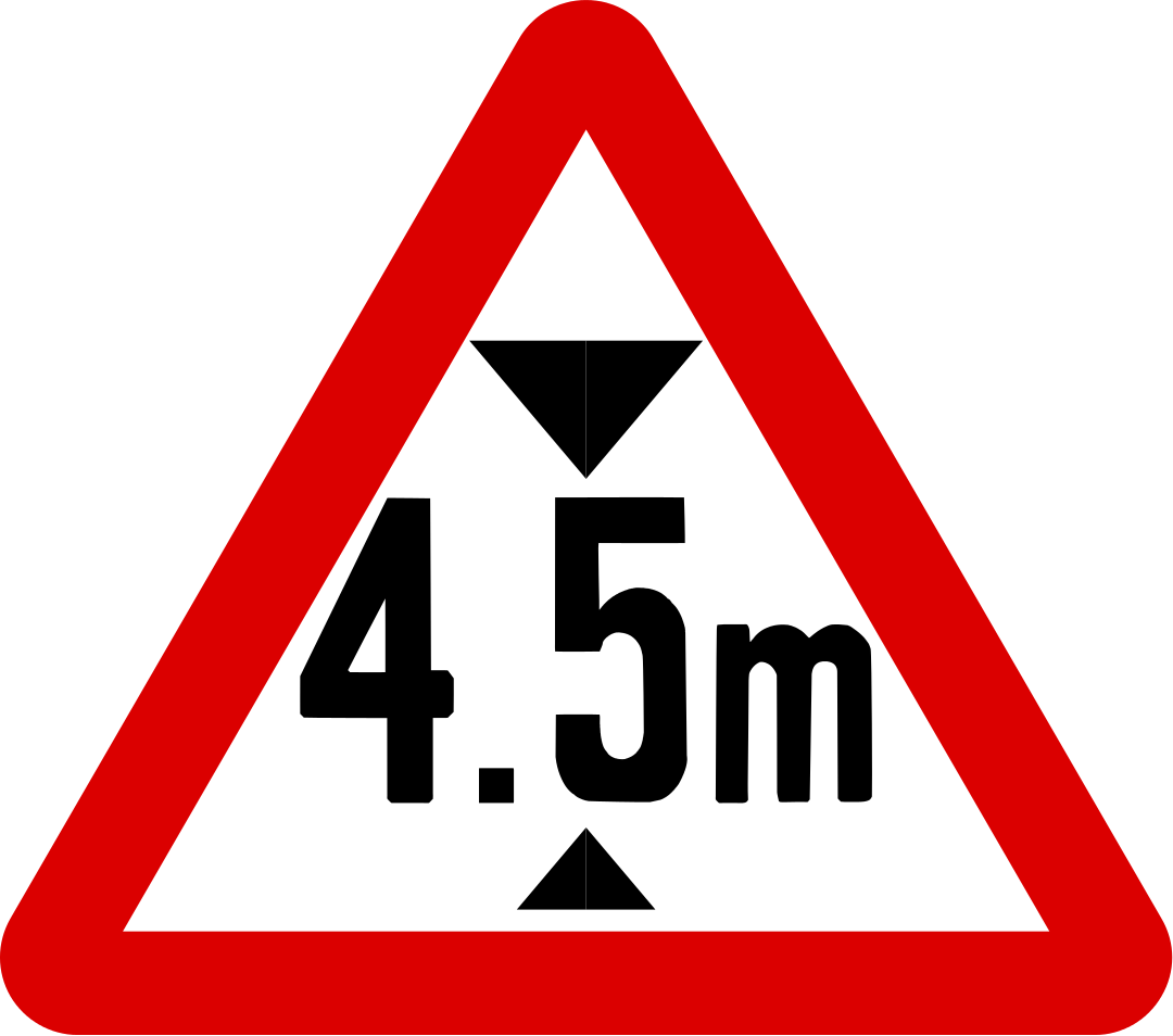 Advance warning of a height restriction ahead